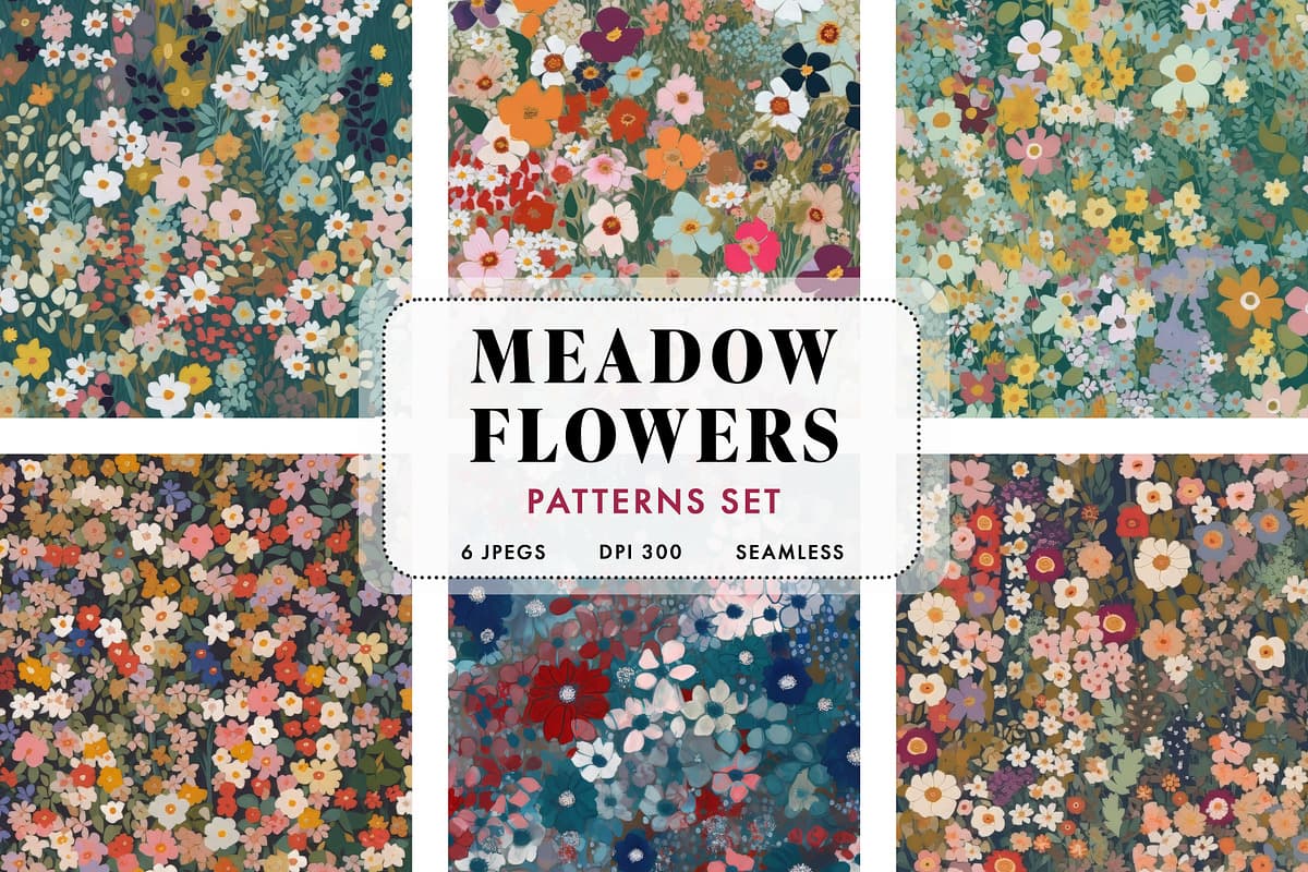Ditsy Wildflower Meadow Patterns Set